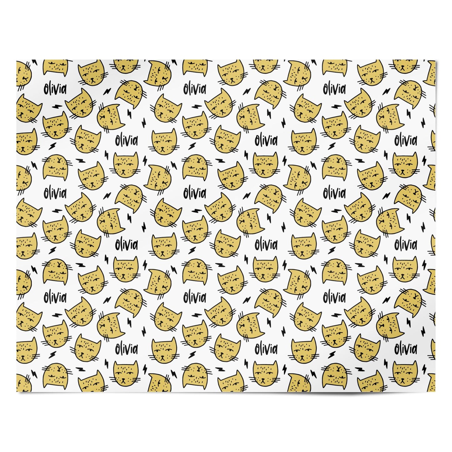 Lightning Cat Face Custom Personalised Wrapping Paper Alternative