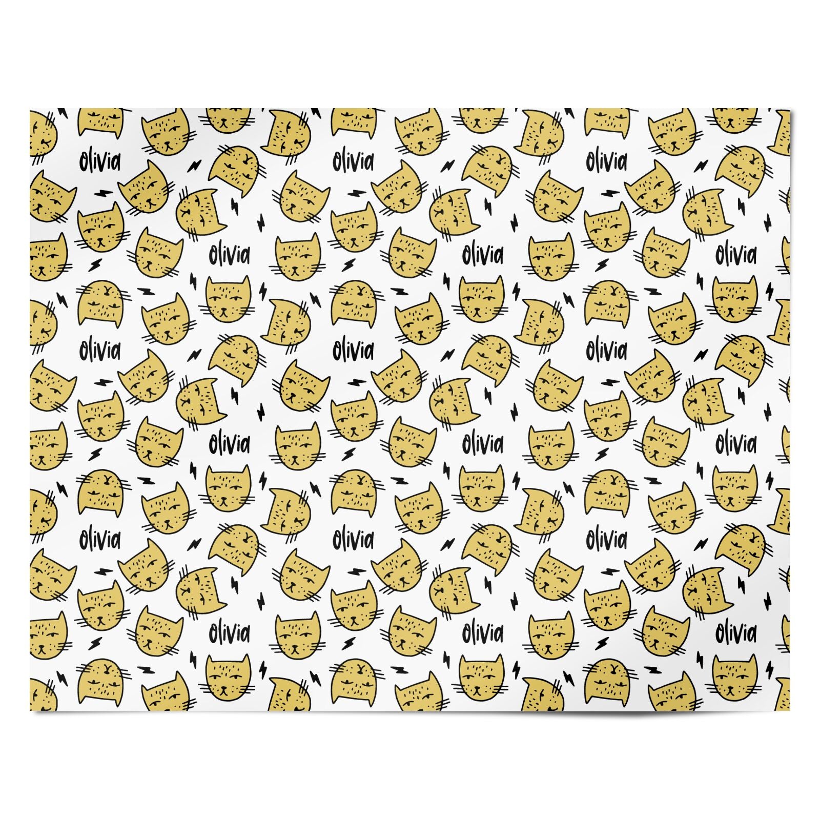 Lightning Cat Face Custom Personalised Wrapping Paper Alternative