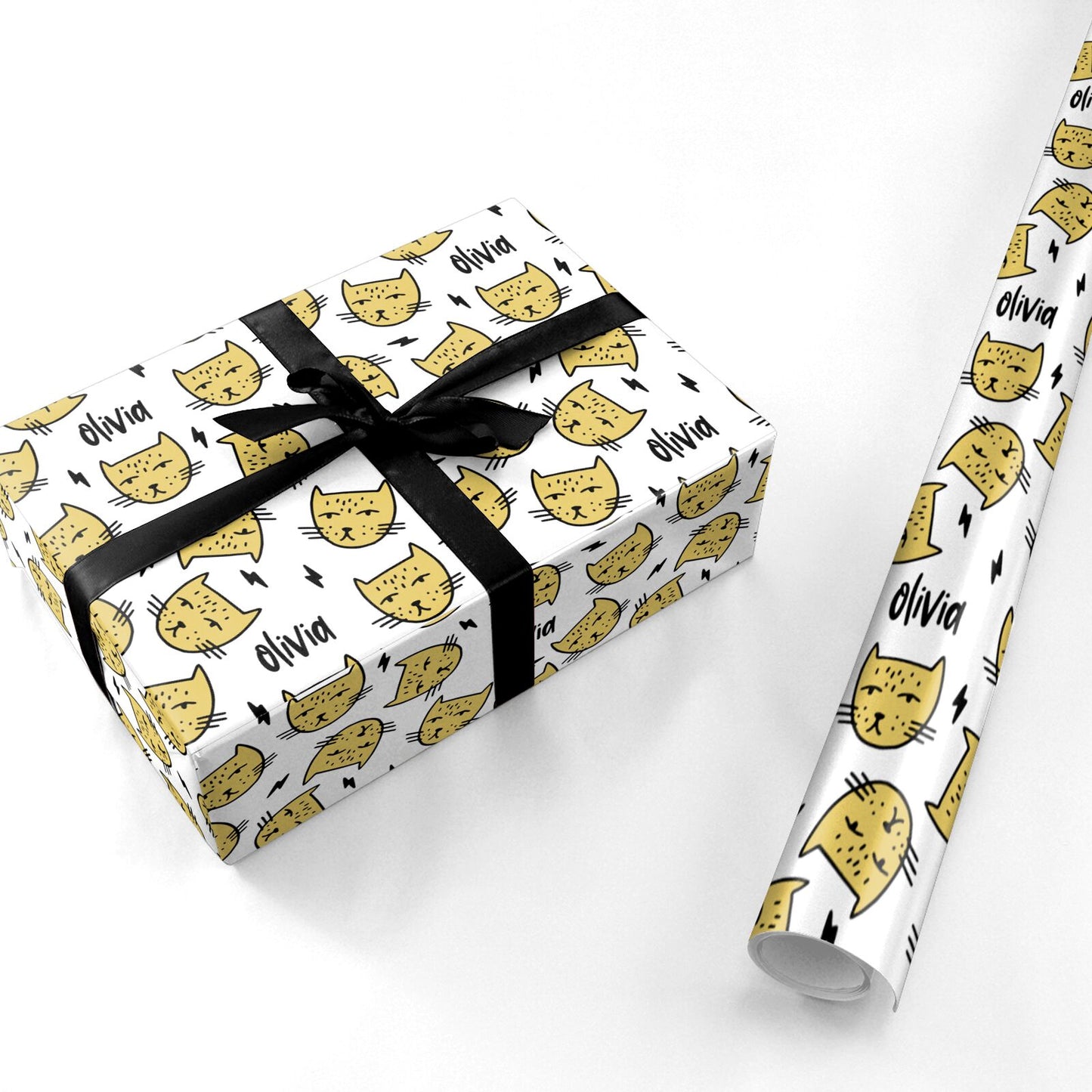 Lightning Cat Face Custom Personalised Wrapping Paper