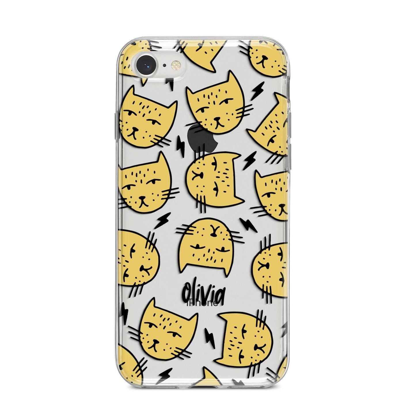 Lightning Cat Face Custom iPhone 8 Bumper Case on Silver iPhone