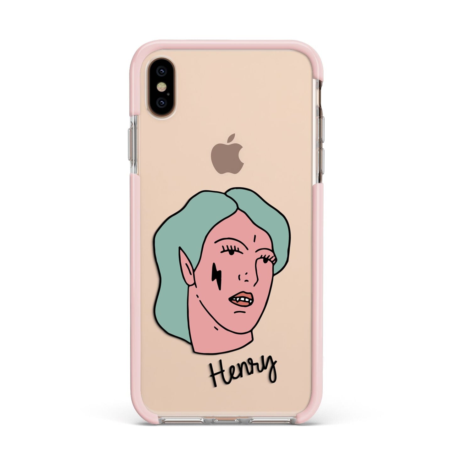 Lightning Fang Face Custom Apple iPhone Xs Max Impact Case Pink Edge on Gold Phone