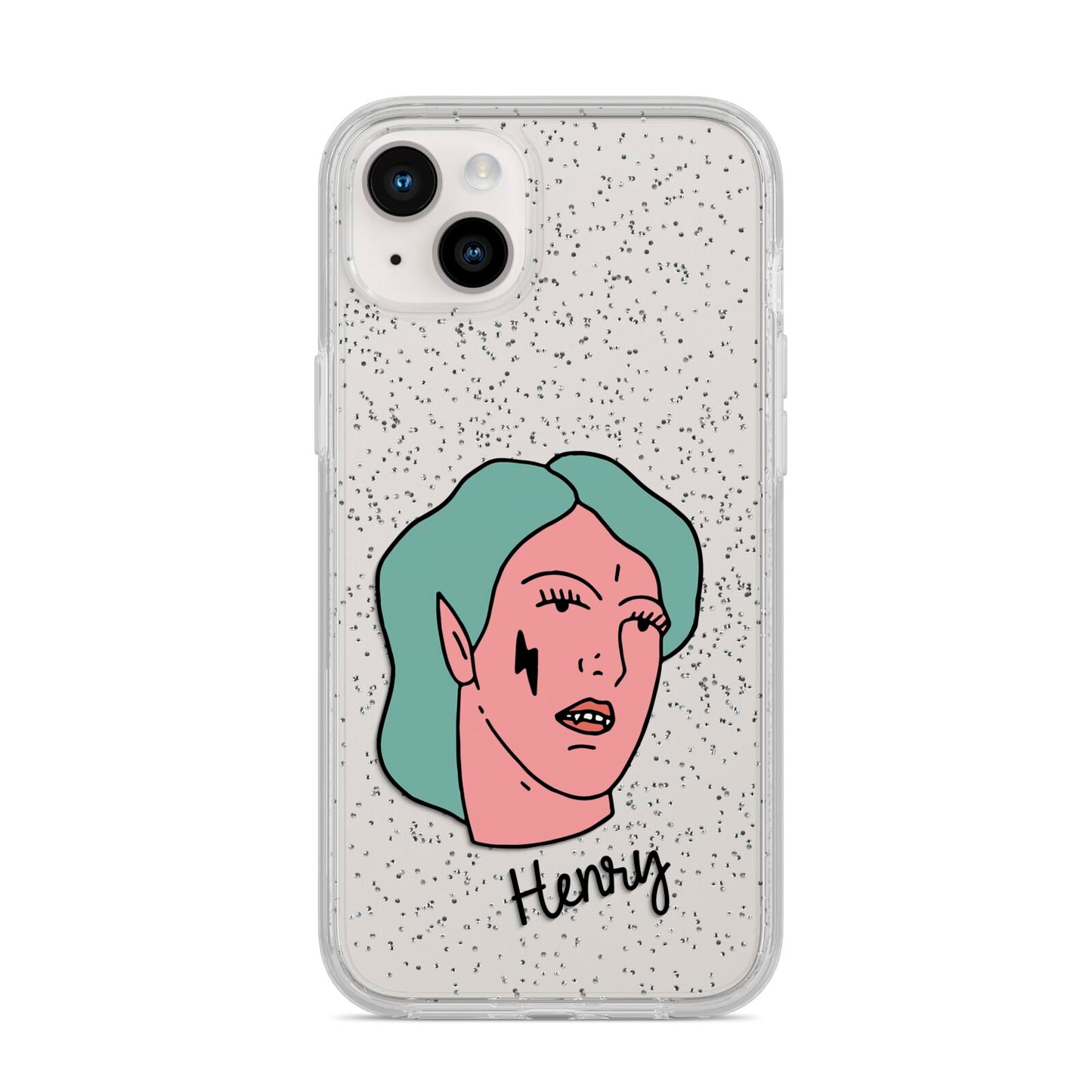 Lightning Fang Face Custom iPhone 14 Plus Glitter Tough Case Starlight