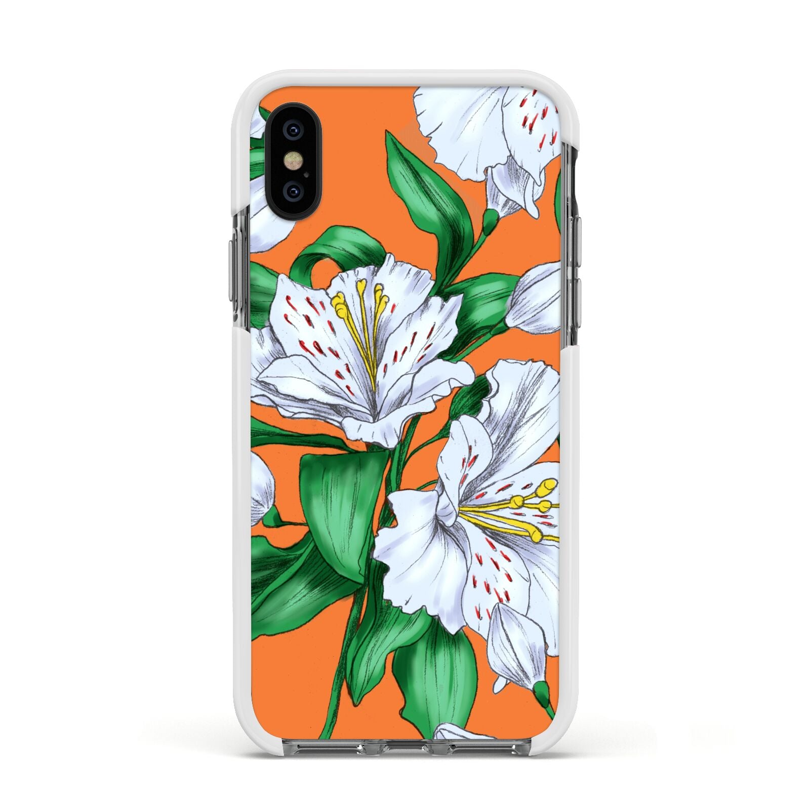 Lily Apple iPhone Xs Impact Case White Edge on Black Phone