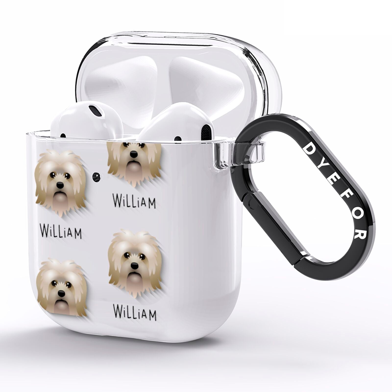 Lo wchen Icon with Name AirPods Clear Case Side Image