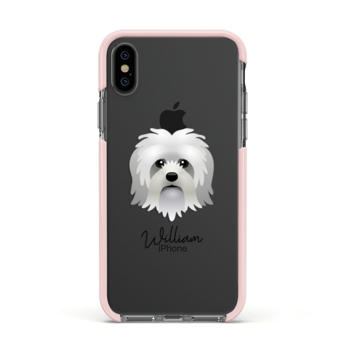 Lo wchen Personalised Apple iPhone Xs Impact Case Pink Edge on Black Phone