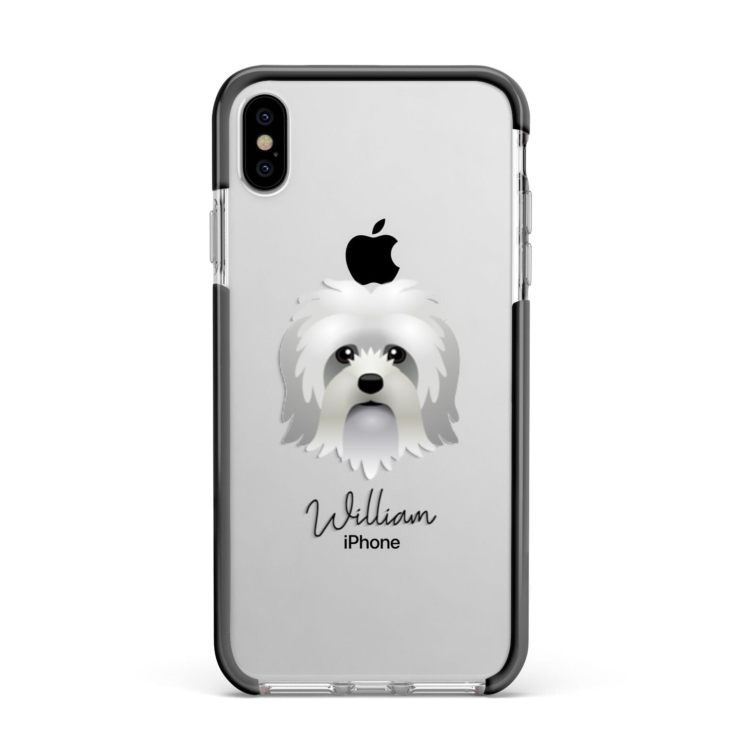 Lo wchen Personalised Apple iPhone Xs Max Impact Case Black Edge on Silver Phone