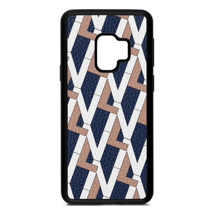 Logo Navy Blue Pebble Leather Samsung S9 Case