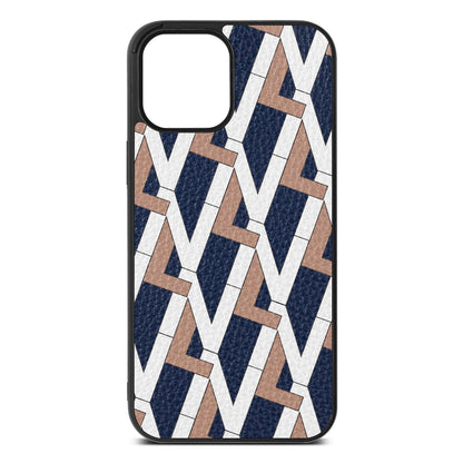 Logo Navy Blue Pebble Leather iPhone 12 Pro Max Case