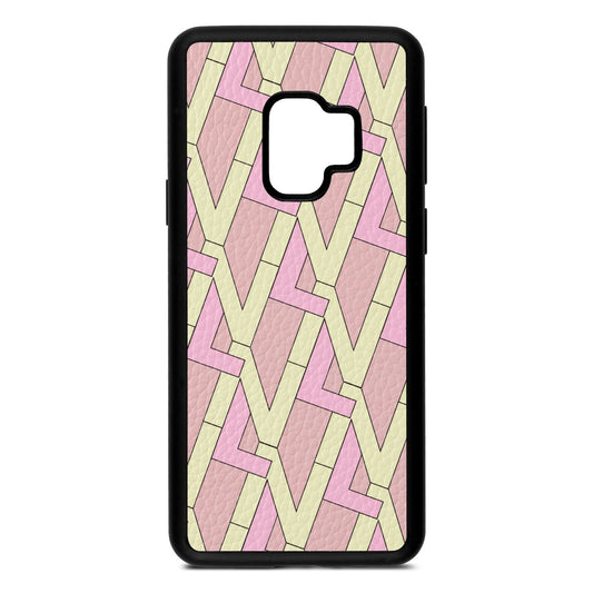 Logo Pink Pebble Leather Samsung S9 Case