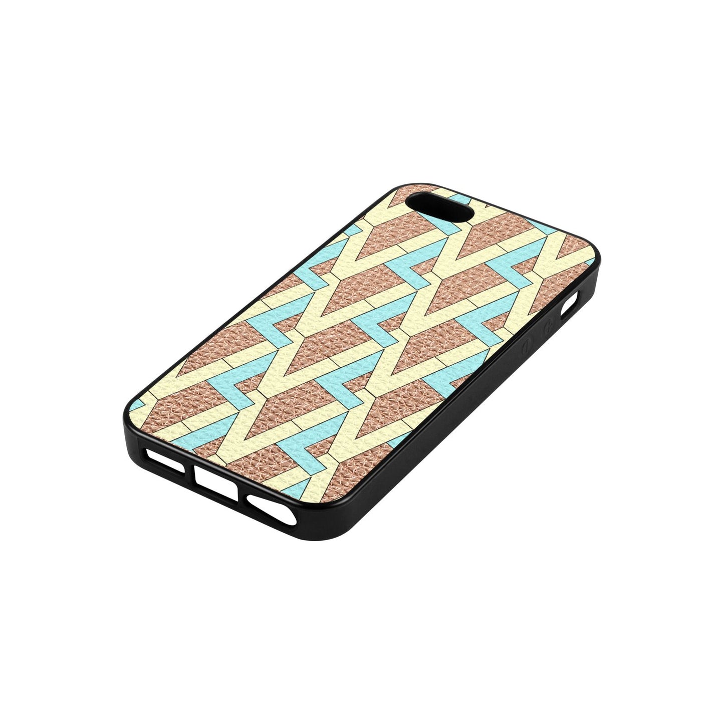 Logo Rose Gold Pebble Leather iPhone 5 Case Side Angle