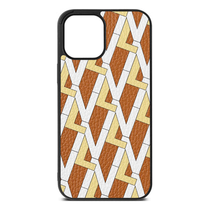 Logo Tan Pebble Leather iPhone 12 Pro Max Case