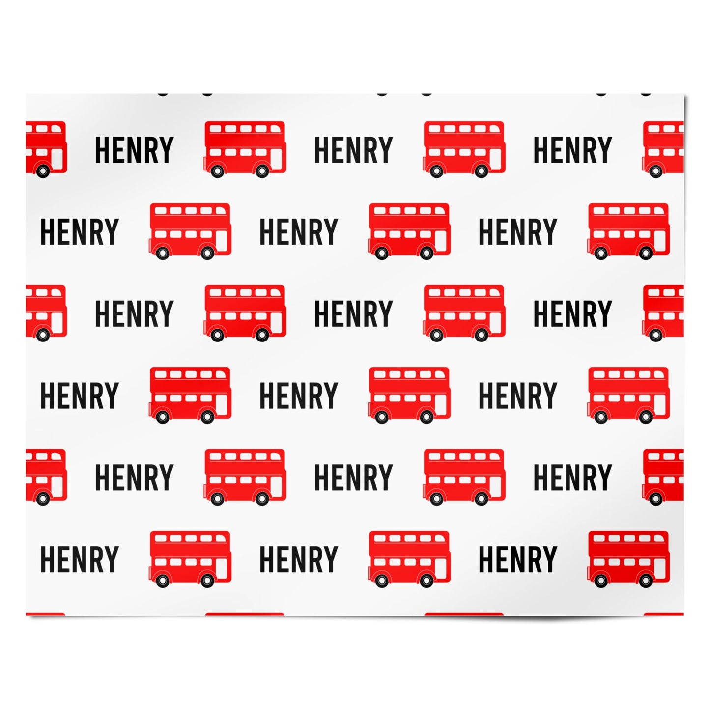 London Bus Print with Name Personalised Wrapping Paper Alternative