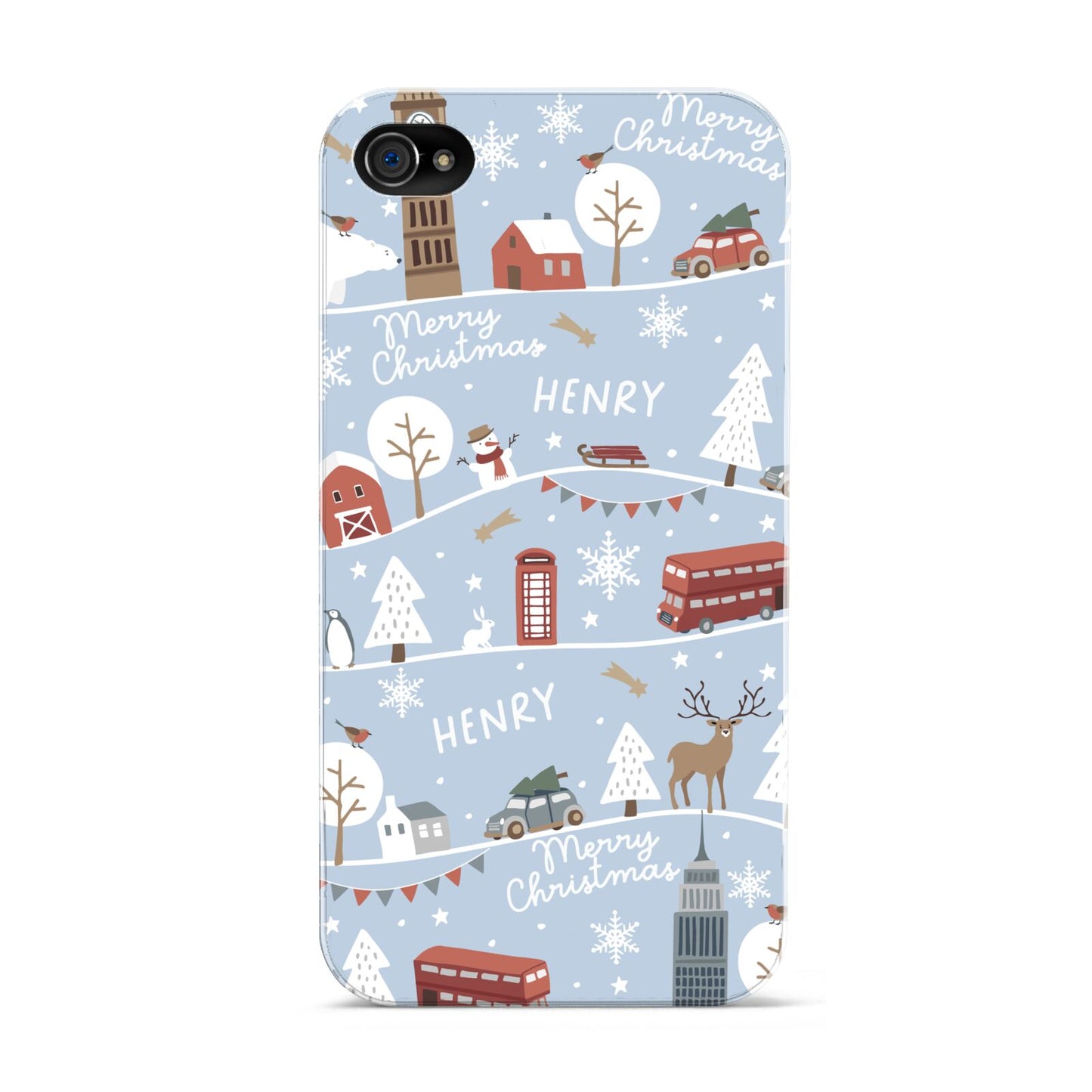 London Christmas Scene Personalised Apple iPhone 4s Case