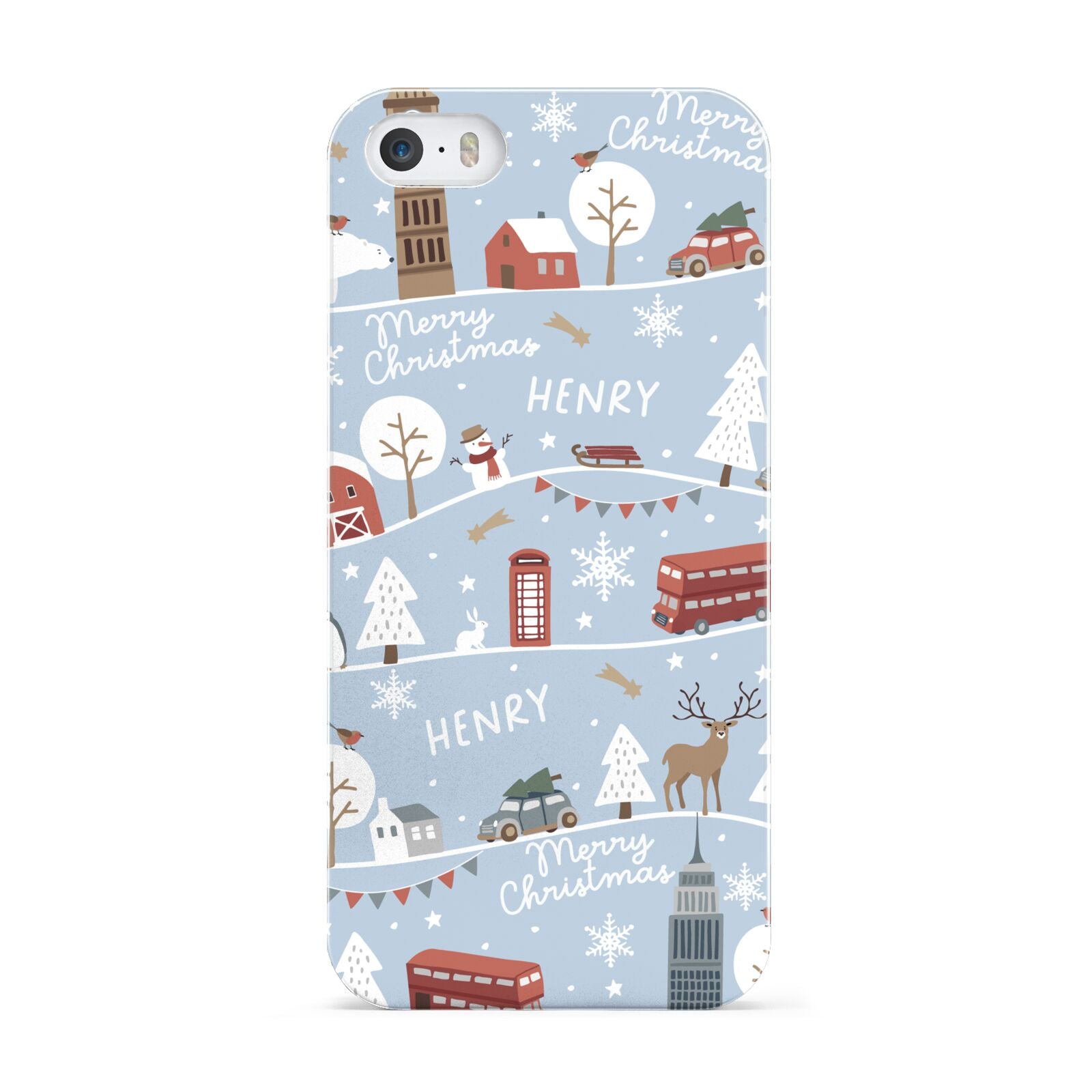 London Christmas Scene Personalised Apple iPhone 5 Case