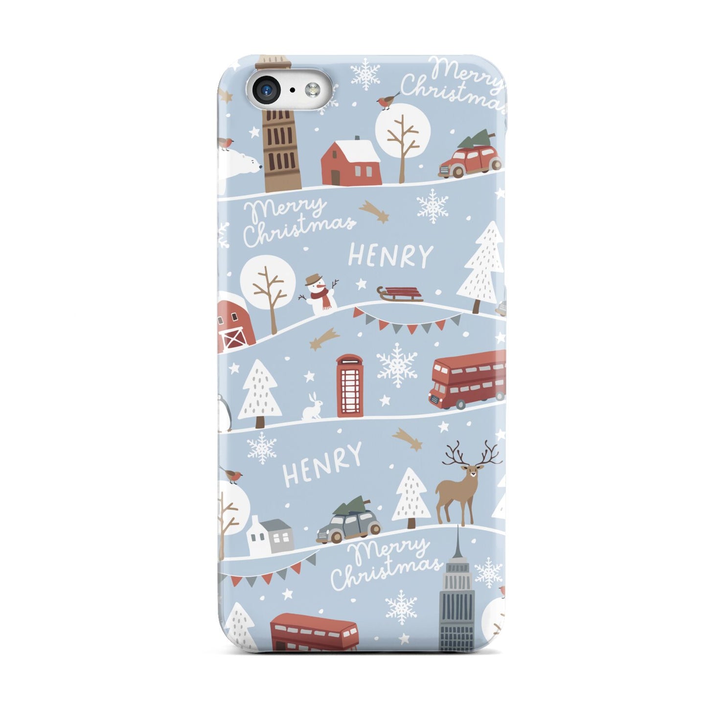 London Christmas Scene Personalised Apple iPhone 5c Case