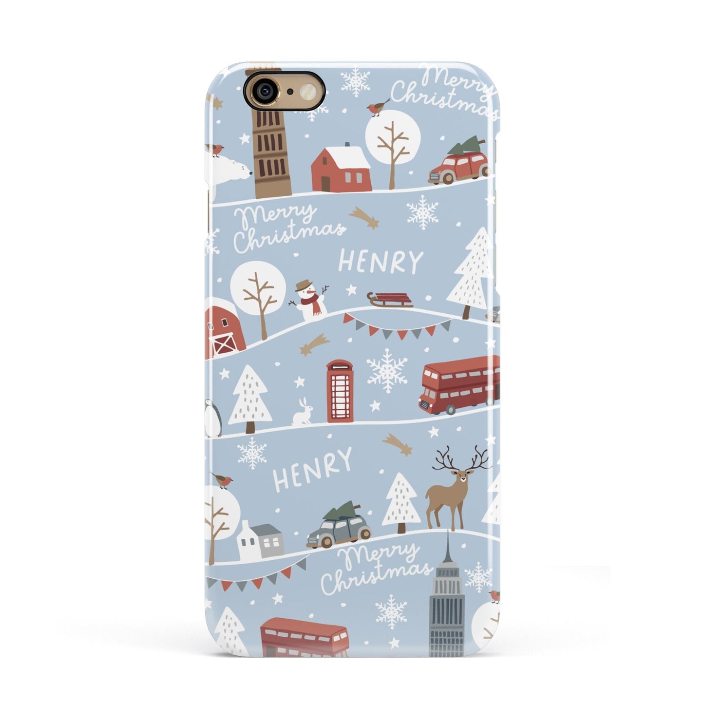 London Christmas Scene Personalised Apple iPhone 6 3D Snap Case