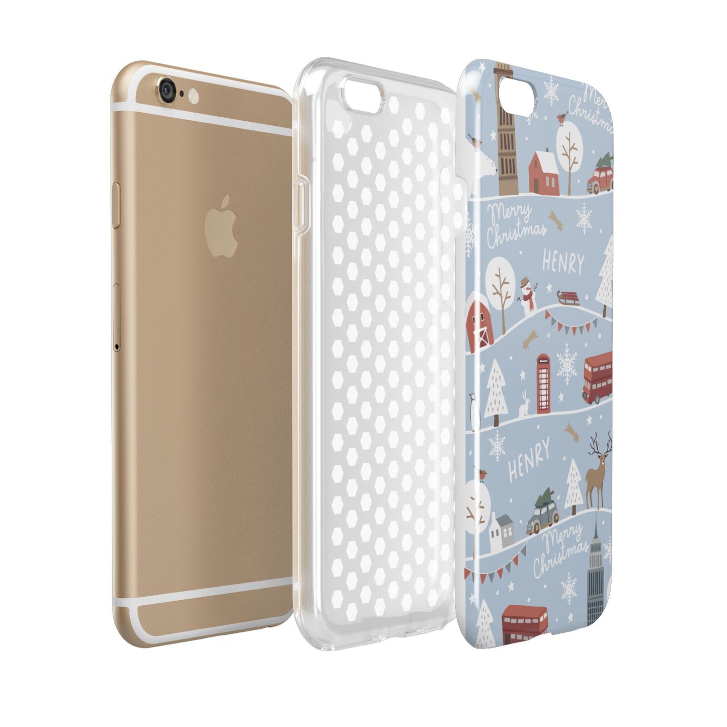 London Christmas Scene Personalised Apple iPhone 6 3D Tough Case Expanded view
