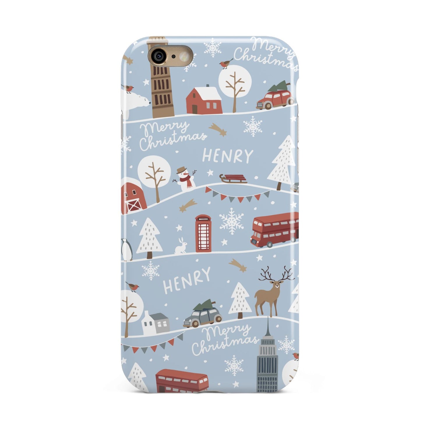 London Christmas Scene Personalised Apple iPhone 6 3D Tough Case