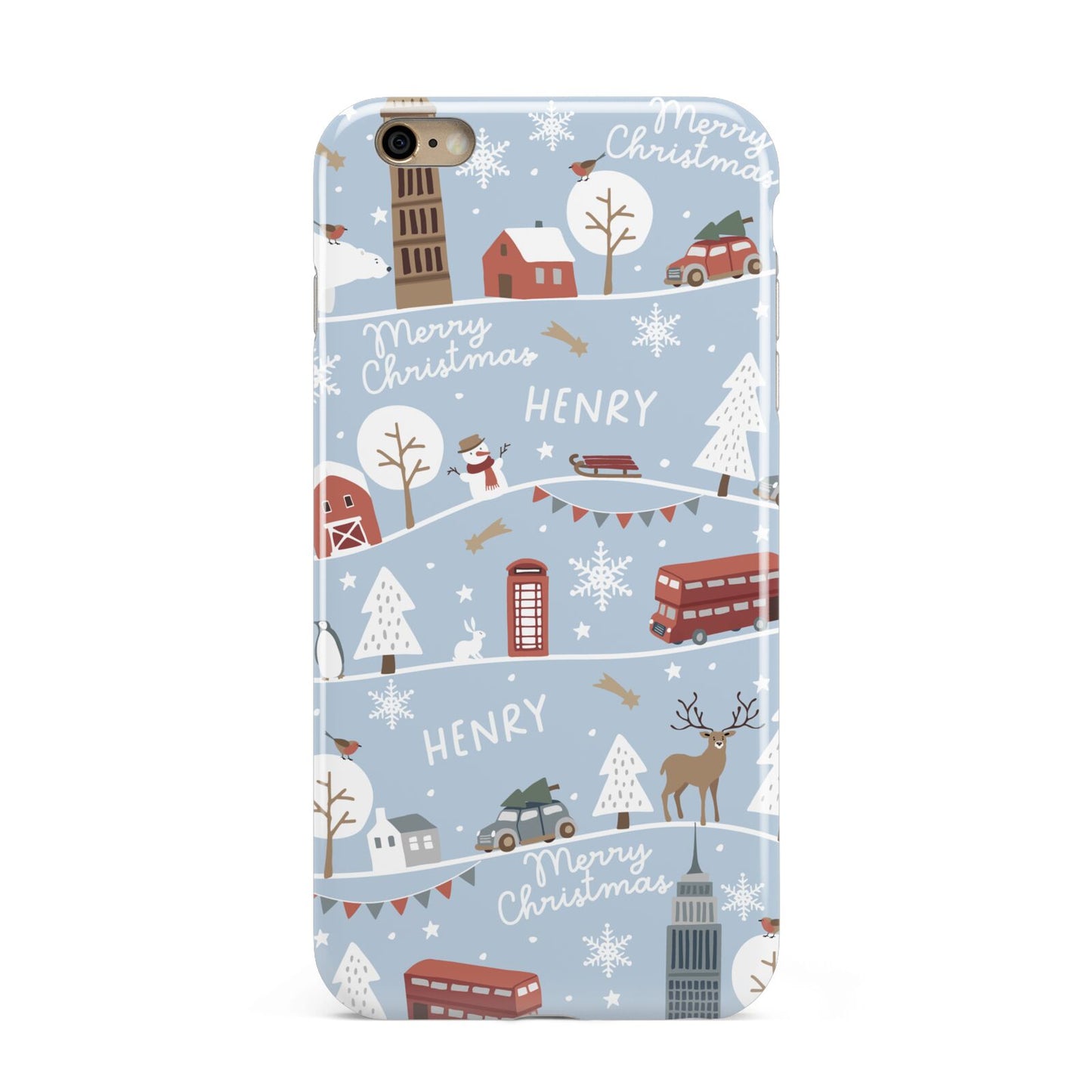 London Christmas Scene Personalised Apple iPhone 6 Plus 3D Tough Case