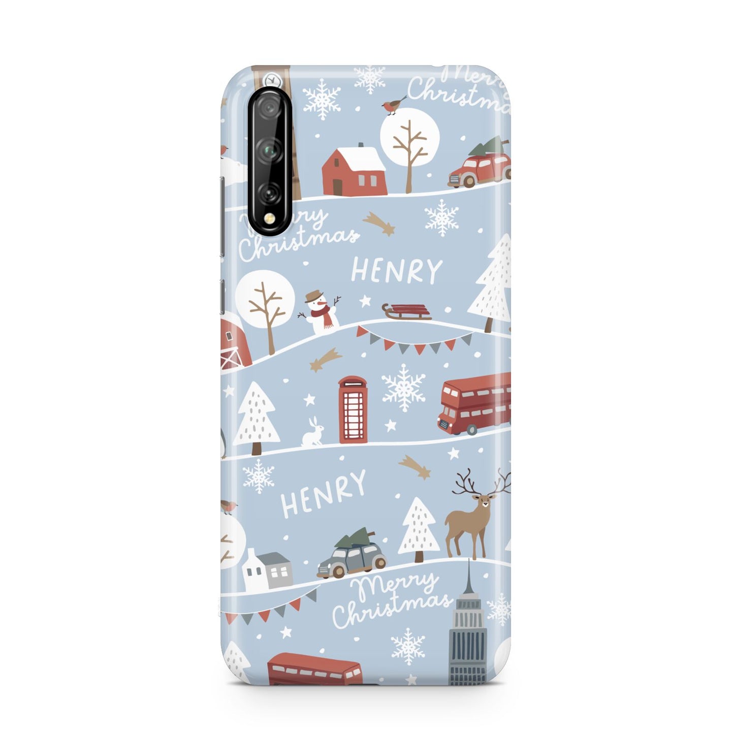 London Christmas Scene Personalised Huawei Enjoy 10s Phone Case