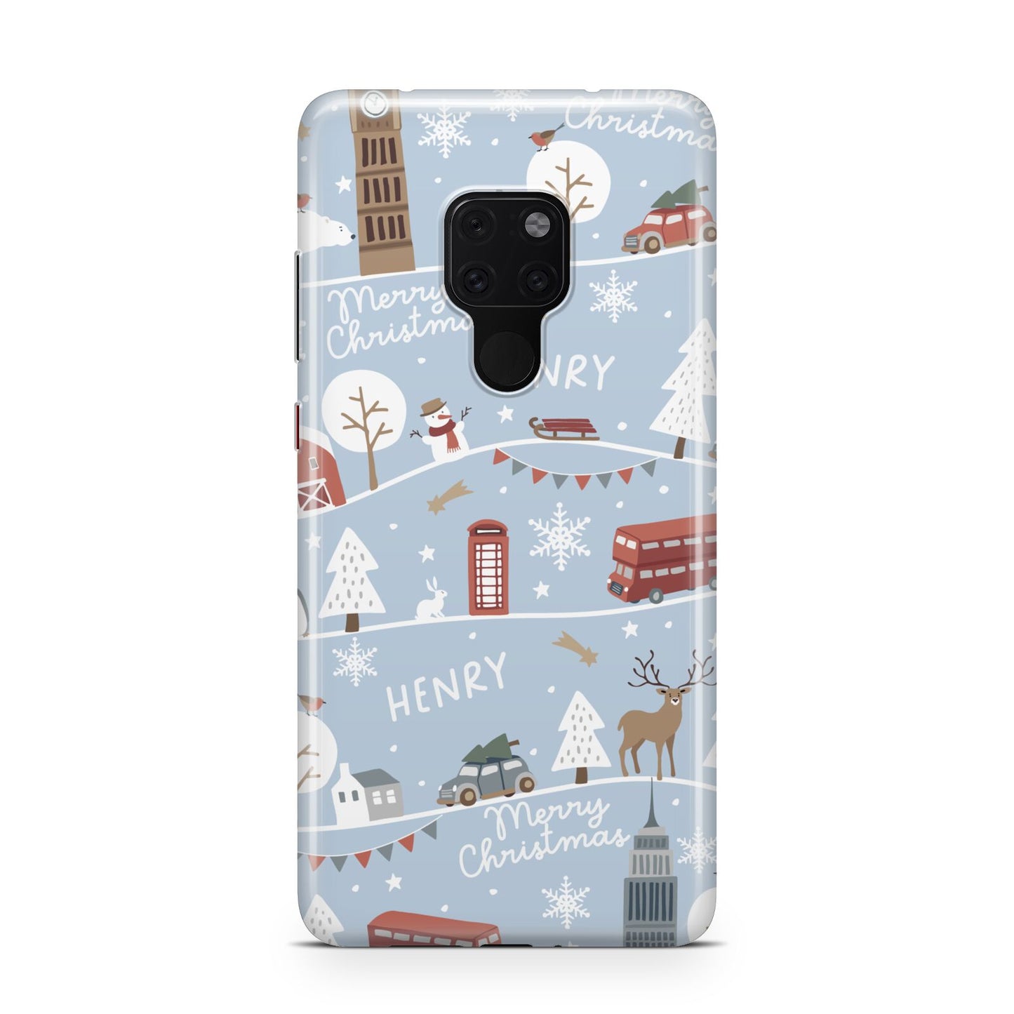 London Christmas Scene Personalised Huawei Mate 20 Phone Case