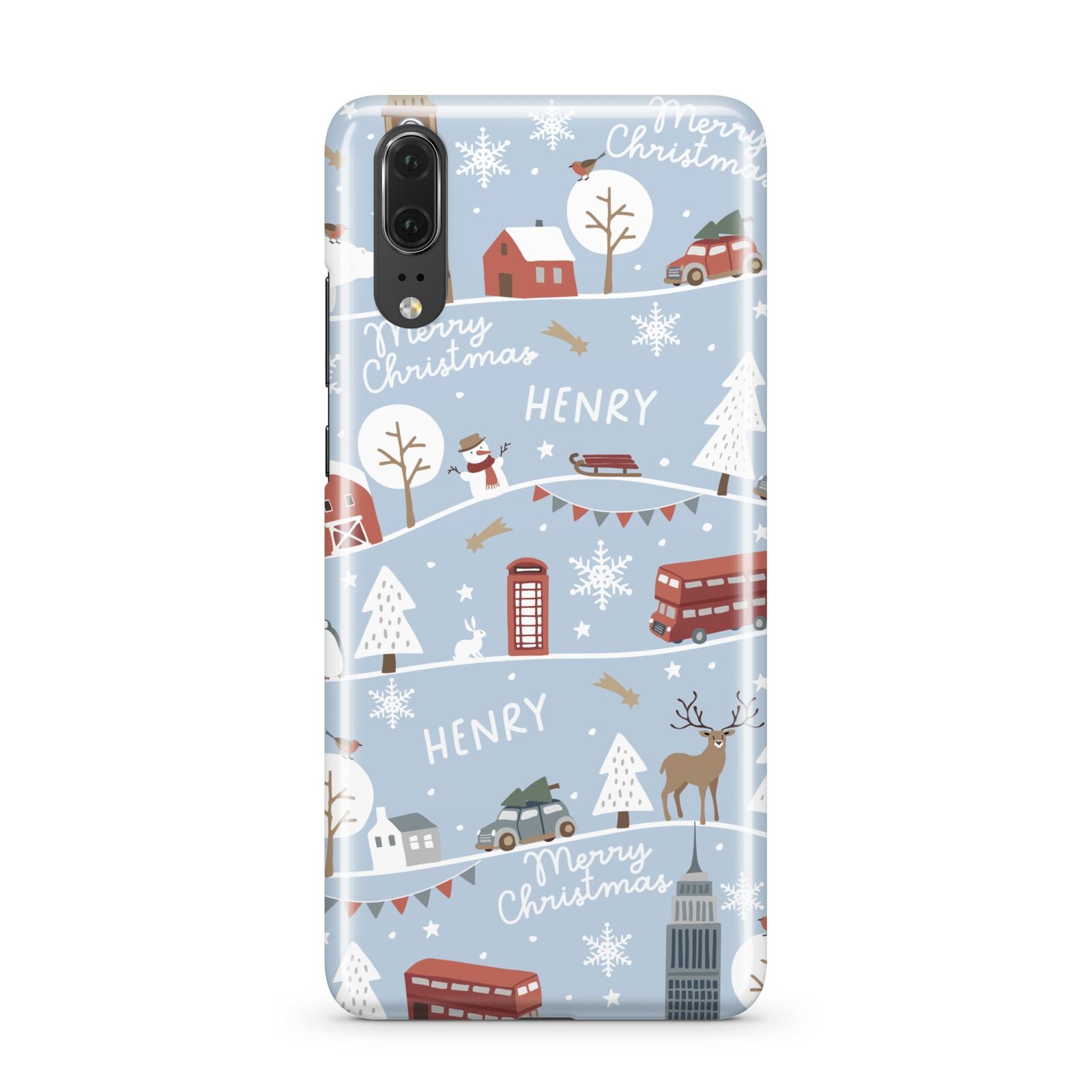 London Christmas Scene Personalised Huawei P20 Phone Case