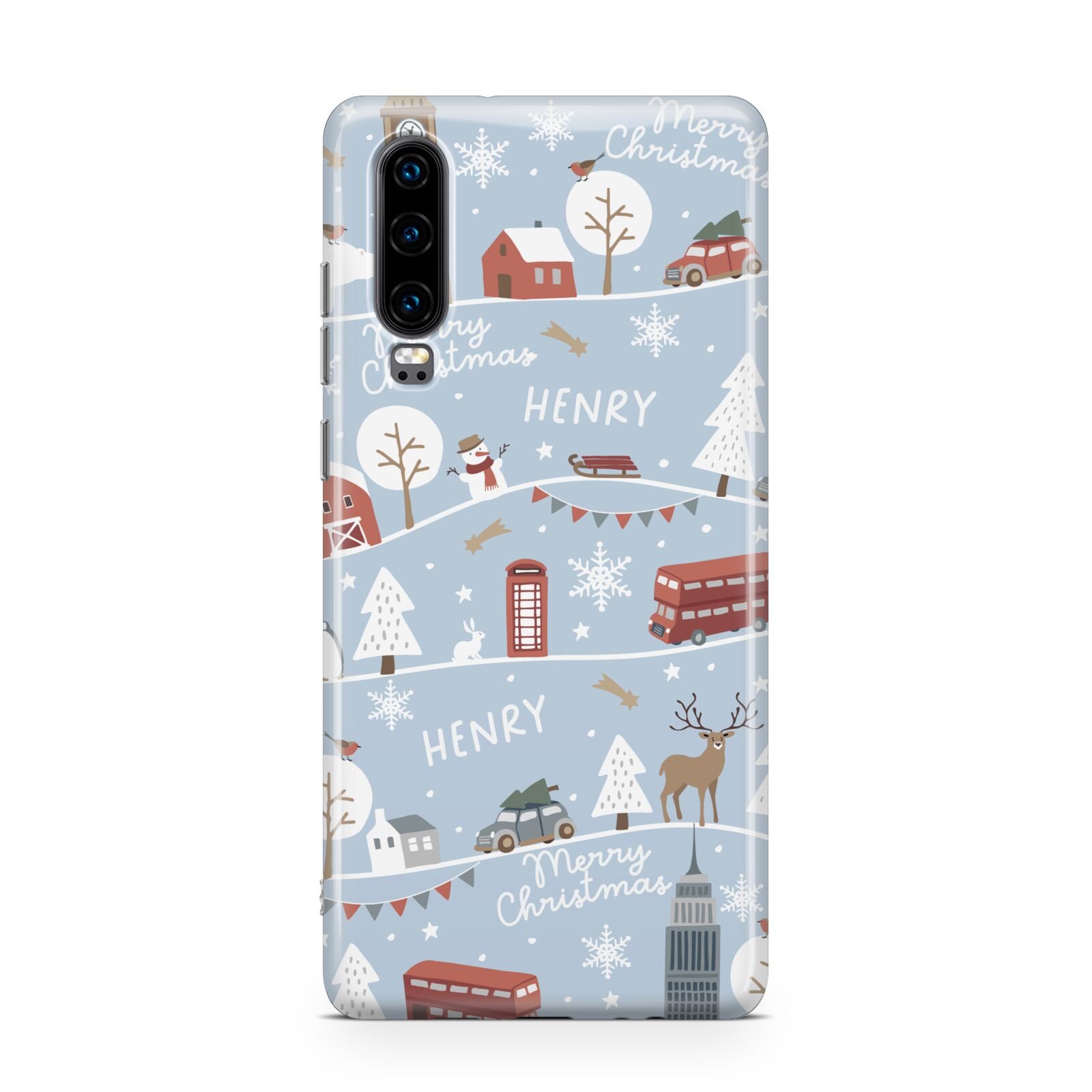 London Christmas Scene Personalised Huawei P30 Phone Case