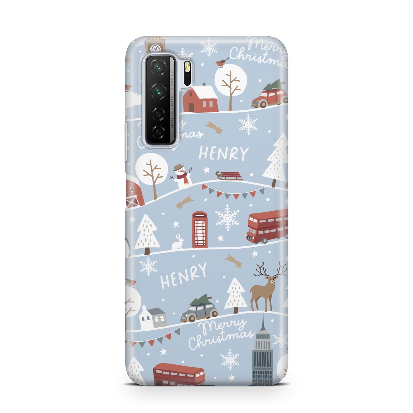 London Christmas Scene Personalised Huawei P40 Lite 5G Phone Case