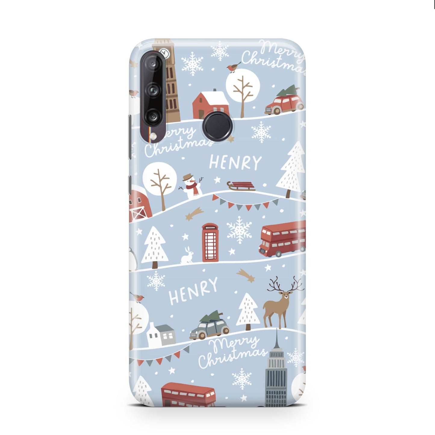 London Christmas Scene Personalised Huawei P40 Lite E Phone Case