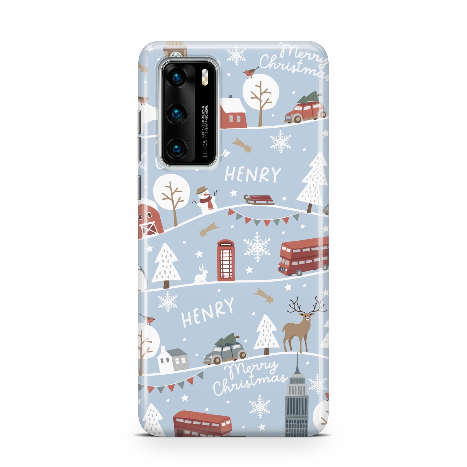 London Christmas Scene Personalised Huawei P40 Phone Case