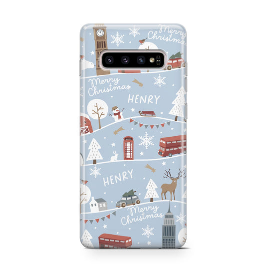 London Christmas Scene Personalised Protective Samsung Galaxy Case