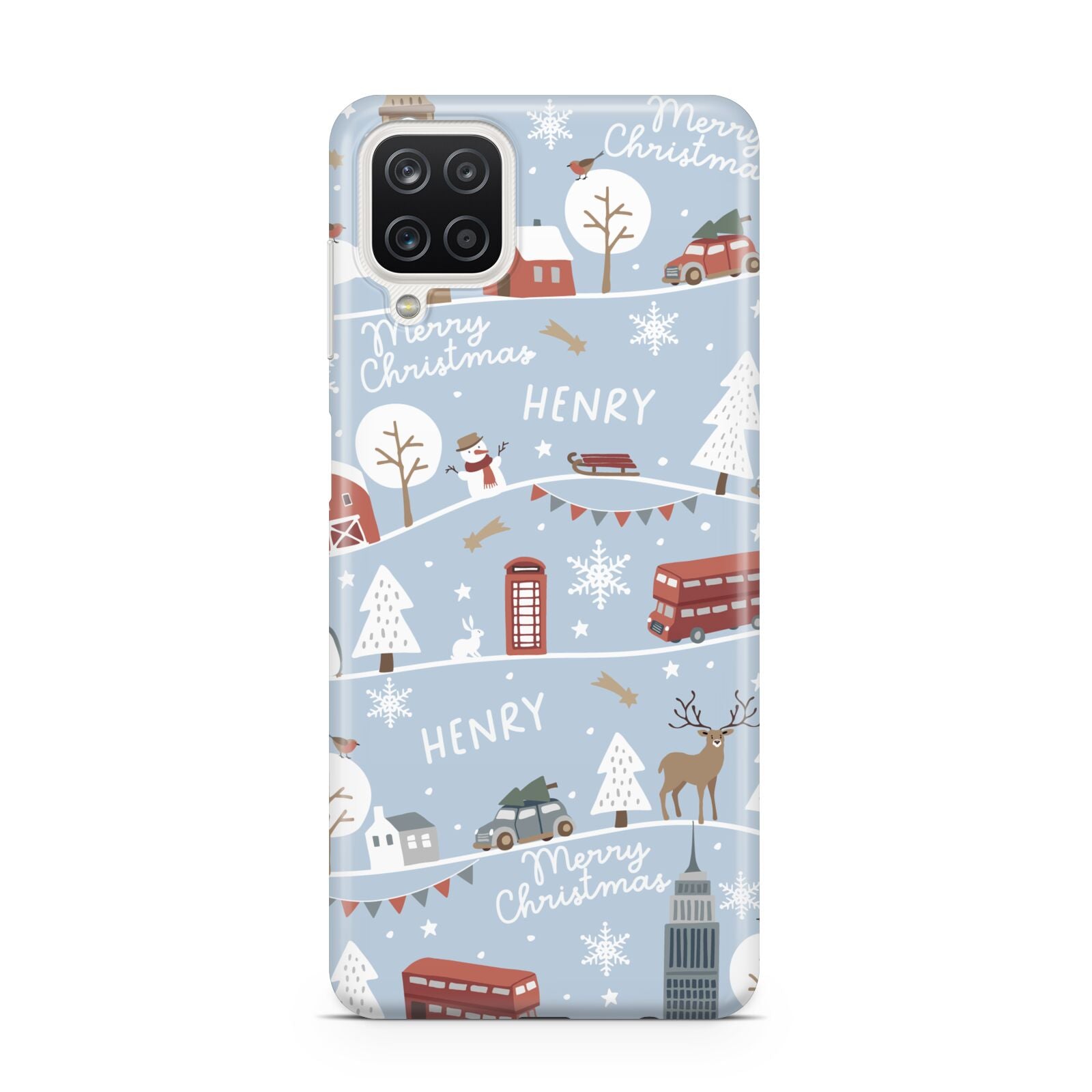 London Christmas Scene Personalised Samsung A12 Case