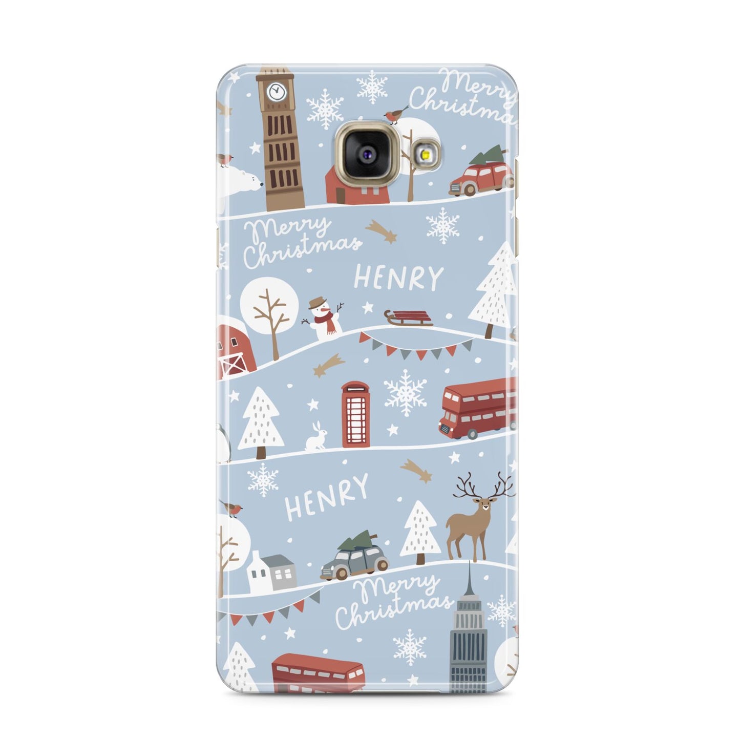 London Christmas Scene Personalised Samsung Galaxy A3 2016 Case on gold phone