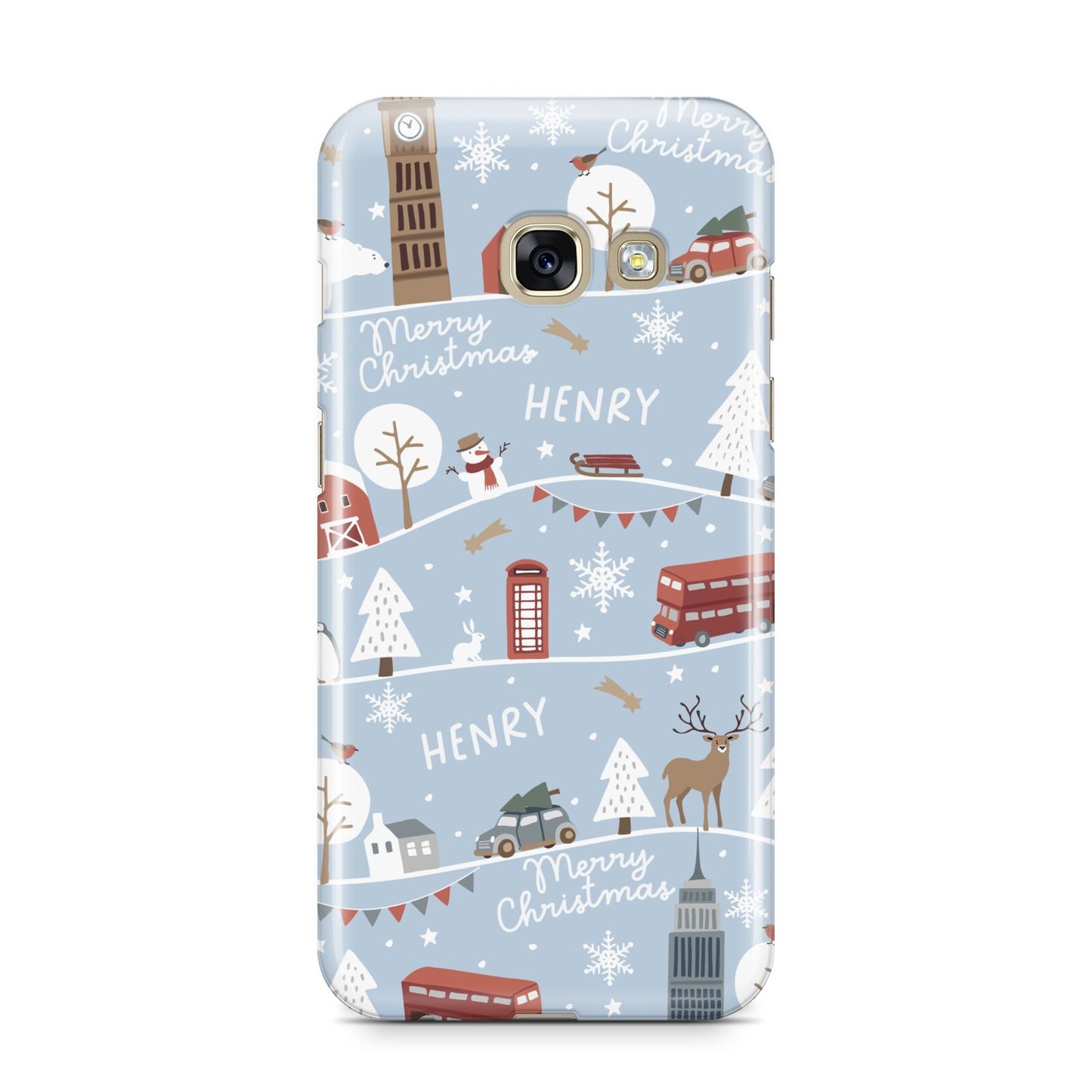 London Christmas Scene Personalised Samsung Galaxy A3 2017 Case on gold phone