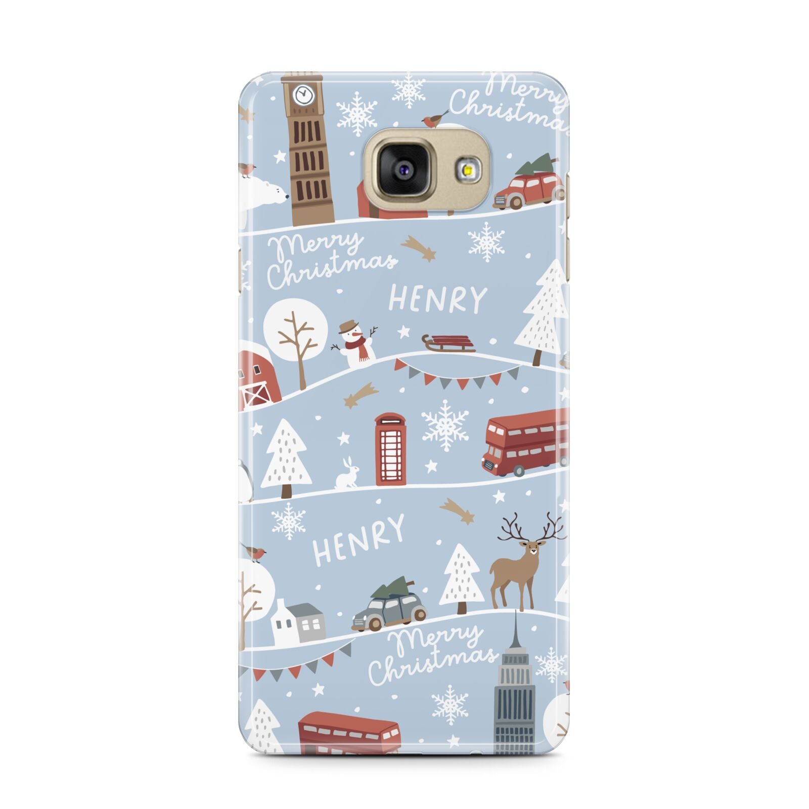 London Christmas Scene Personalised Samsung Galaxy A7 2016 Case on gold phone