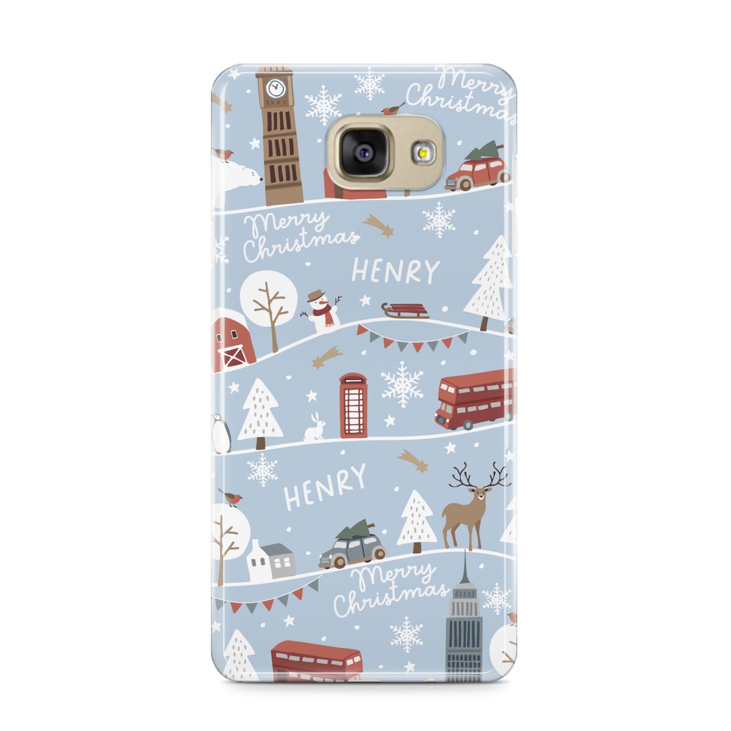 London Christmas Scene Personalised Samsung Galaxy A9 2016 Case on gold phone