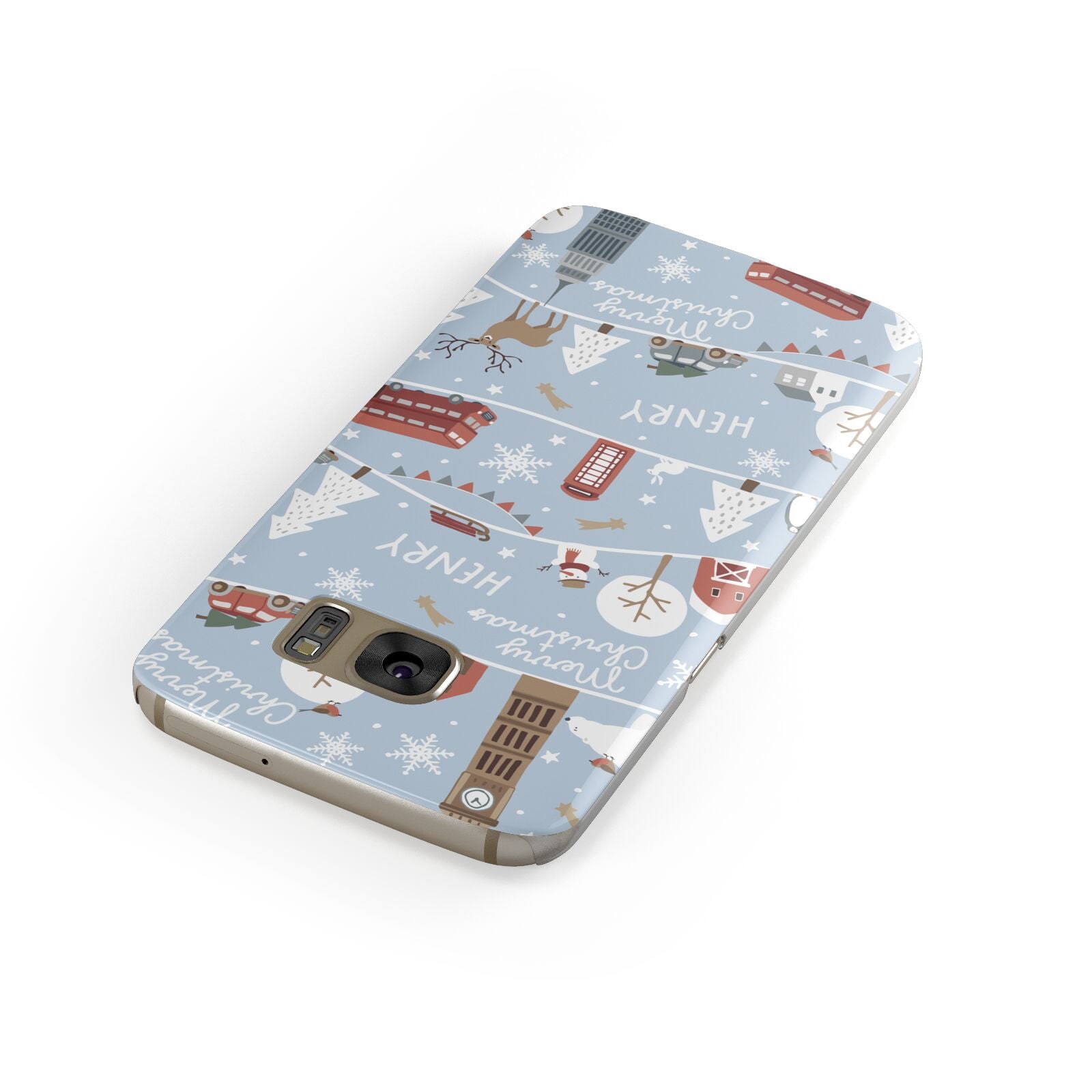 London Christmas Scene Personalised Samsung Galaxy Case Front Close Up