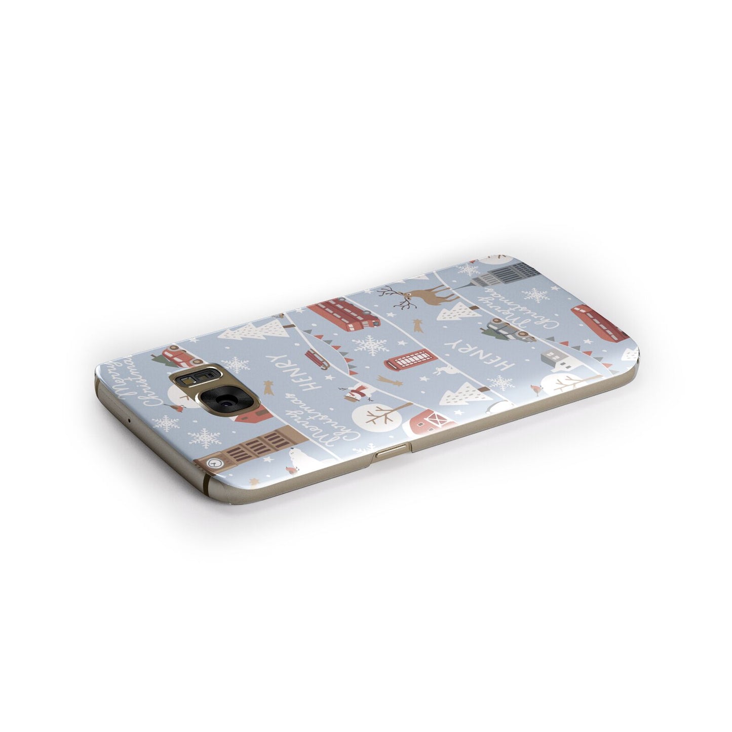 London Christmas Scene Personalised Samsung Galaxy Case Side Close Up