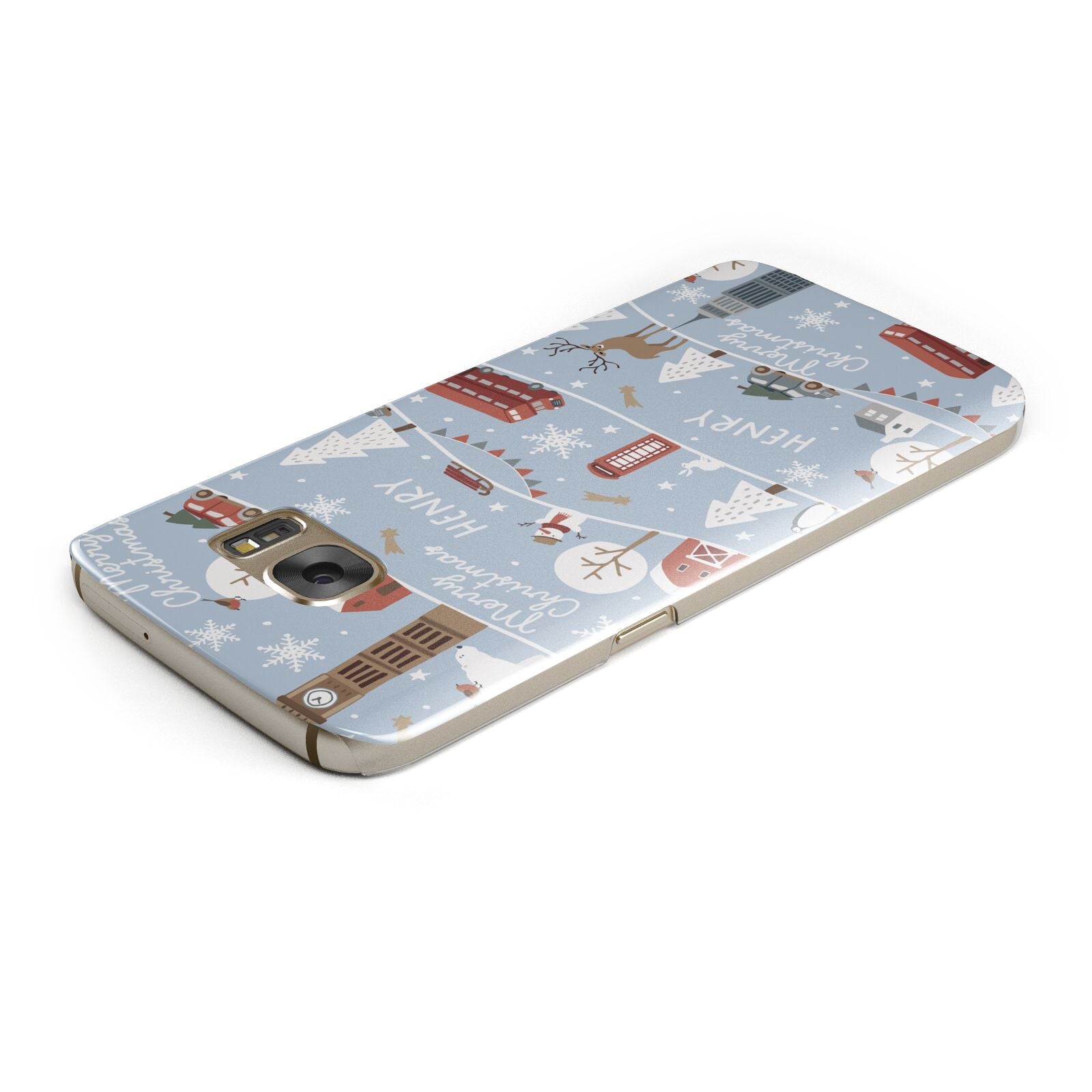 London Christmas Scene Personalised Samsung Galaxy Case Top Cutout