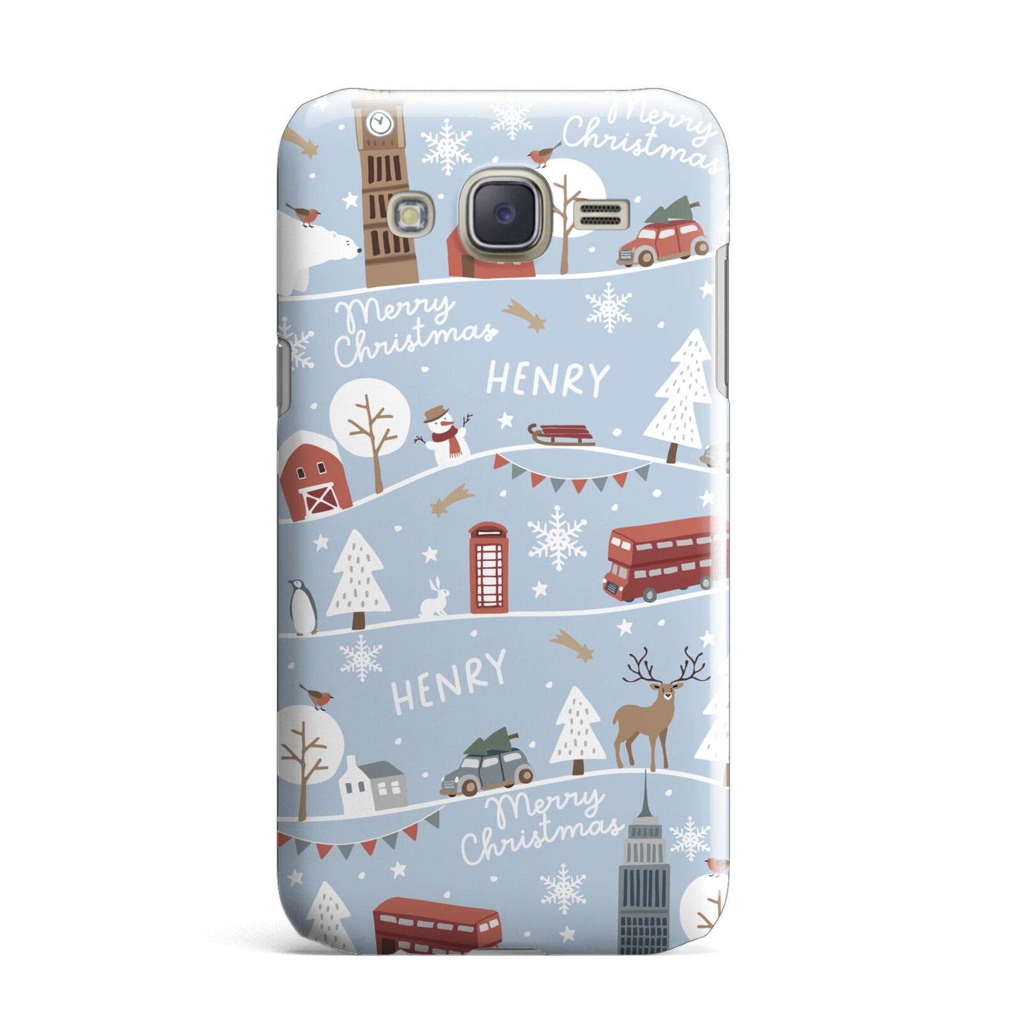 London Christmas Scene Personalised Samsung Galaxy J7 Case