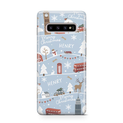 London Christmas Scene Personalised Samsung Galaxy S10 Case