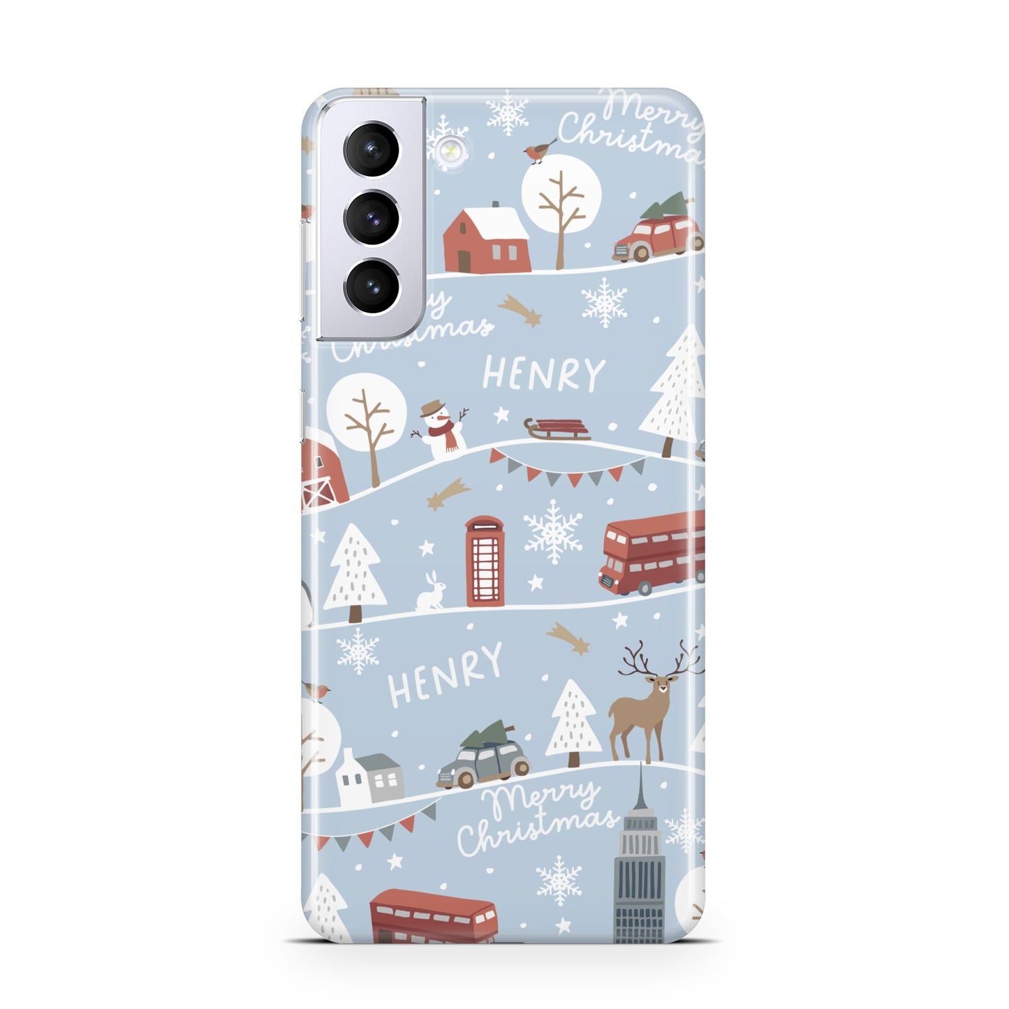 London Christmas Scene Personalised Samsung S21 Plus Case