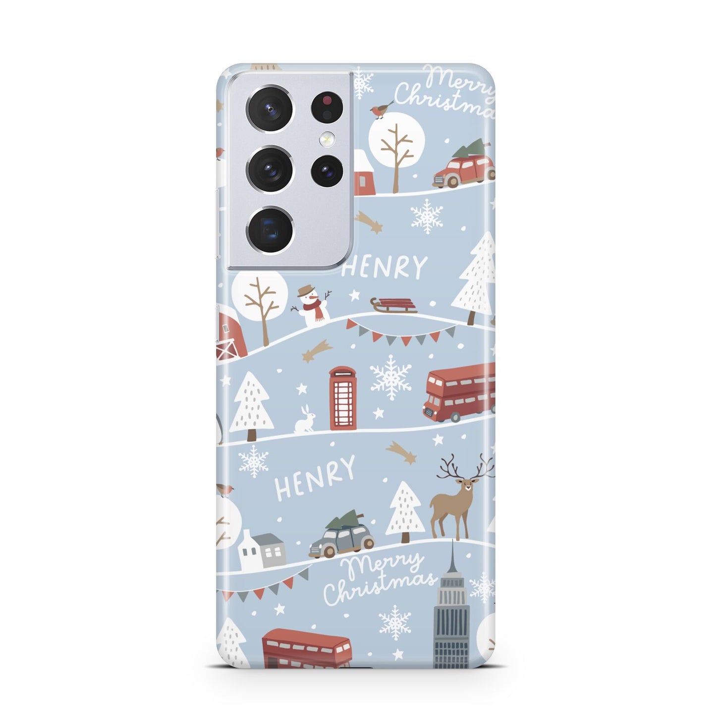 London Christmas Scene Personalised Samsung S21 Ultra Case