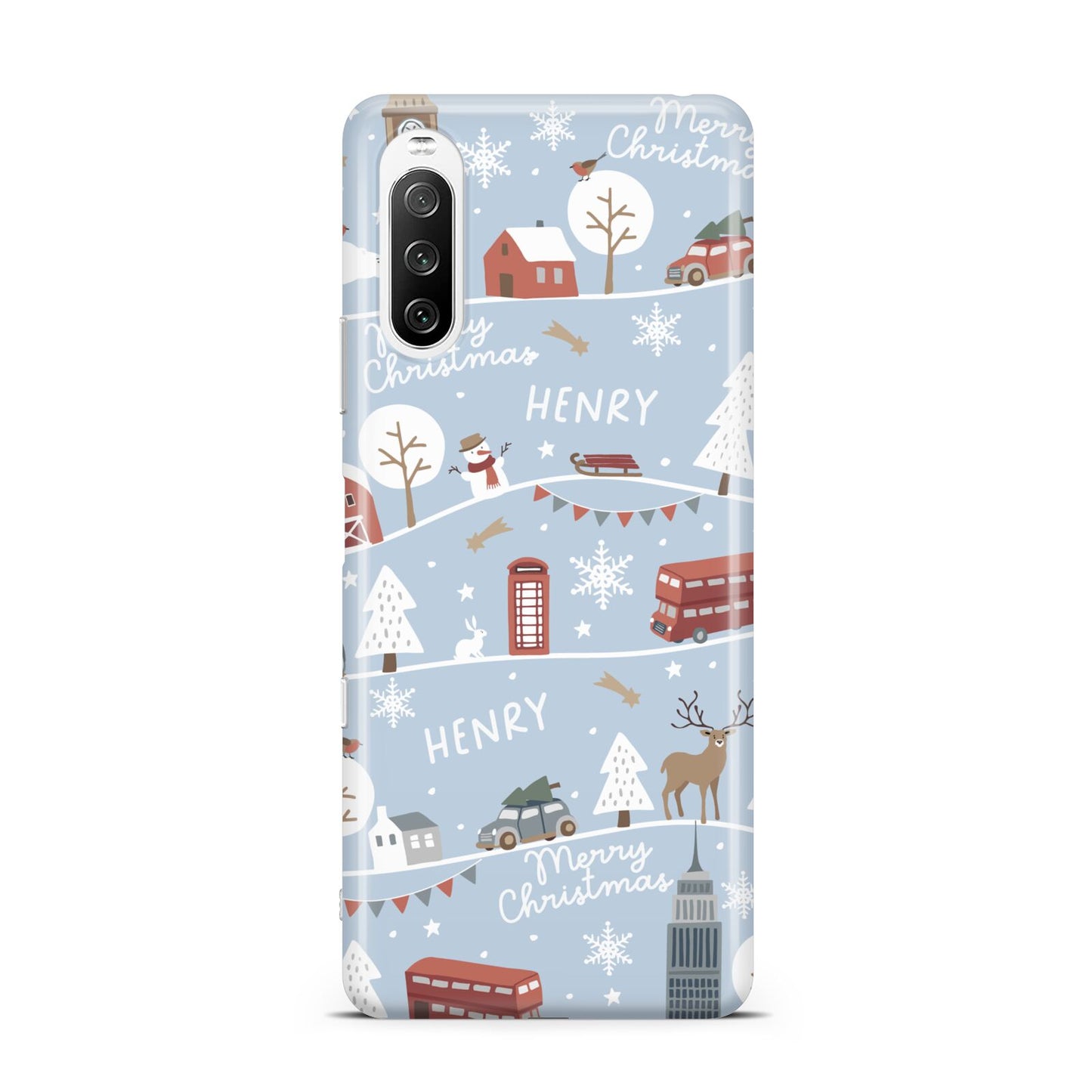 London Christmas Scene Personalised Sony Xperia 10 III Case