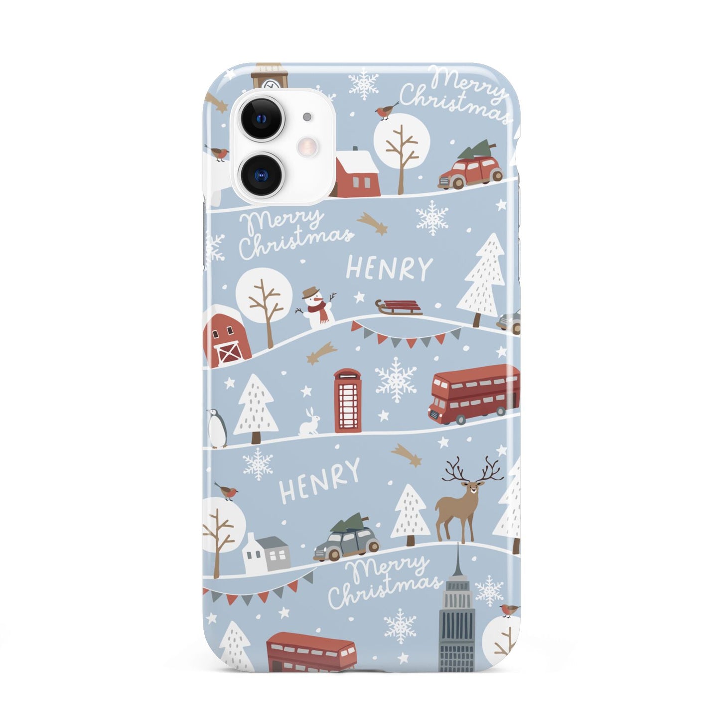 London Christmas Scene Personalised iPhone 11 3D Tough Case