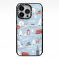 London Christmas Scene Personalised iPhone 13 Pro Black Impact Case on Silver phone