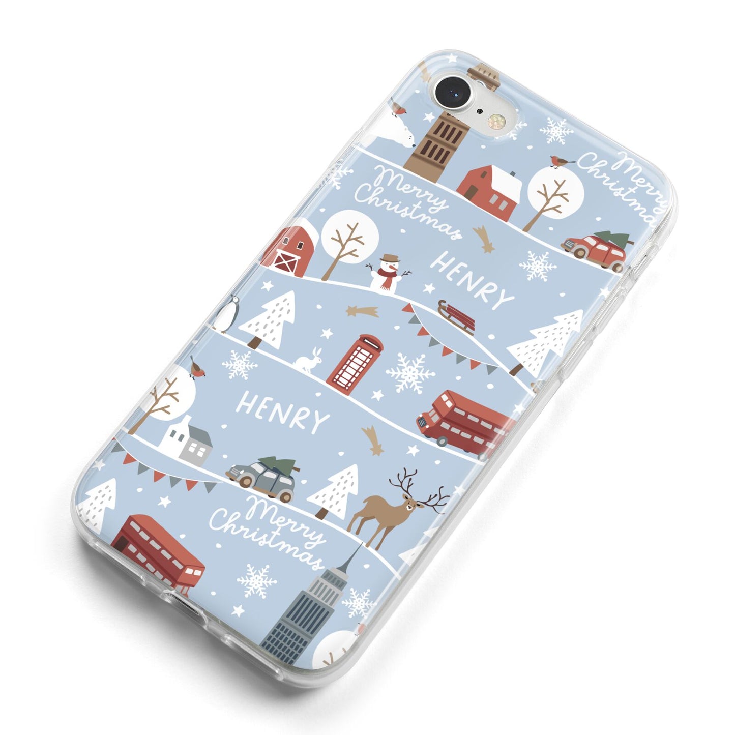 London Christmas Scene Personalised iPhone 8 Bumper Case on Silver iPhone Alternative Image