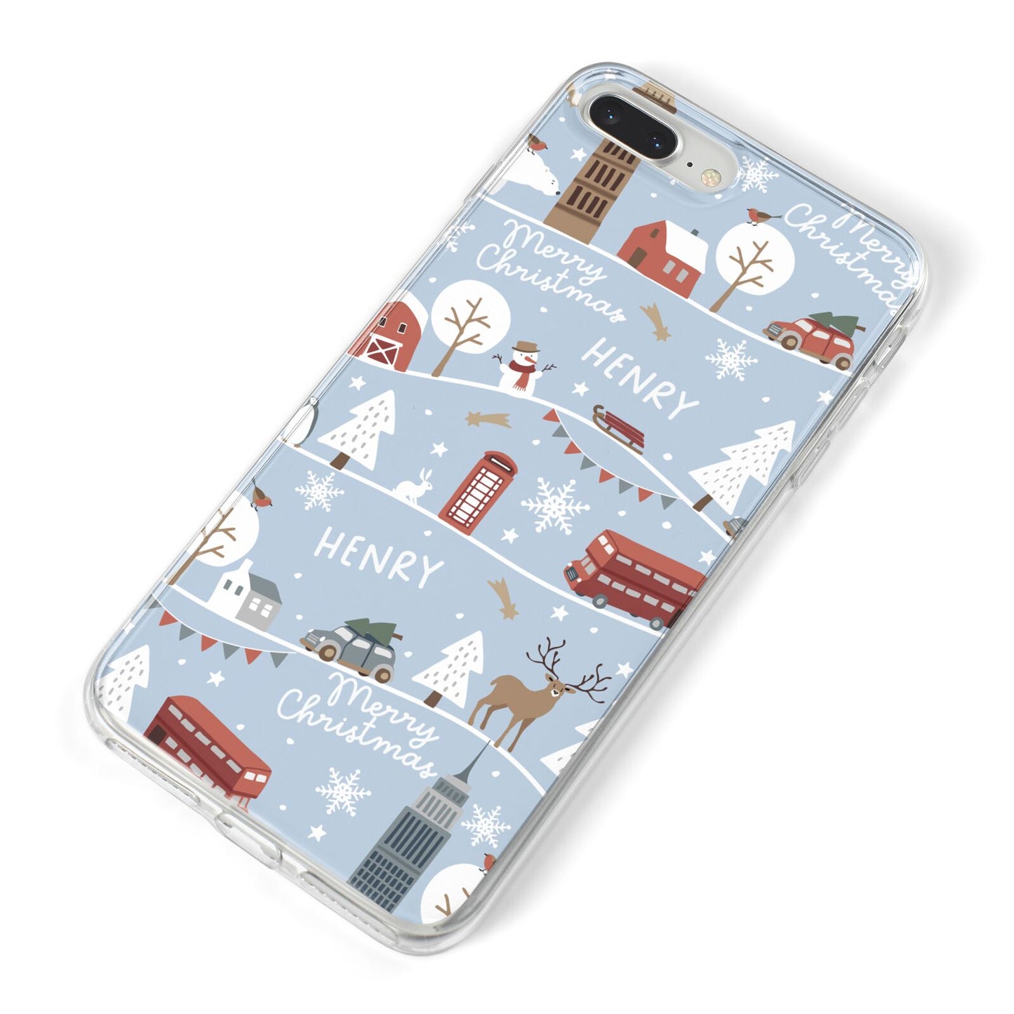 London Christmas Scene Personalised iPhone 8 Plus Bumper Case on Silver iPhone Alternative Image