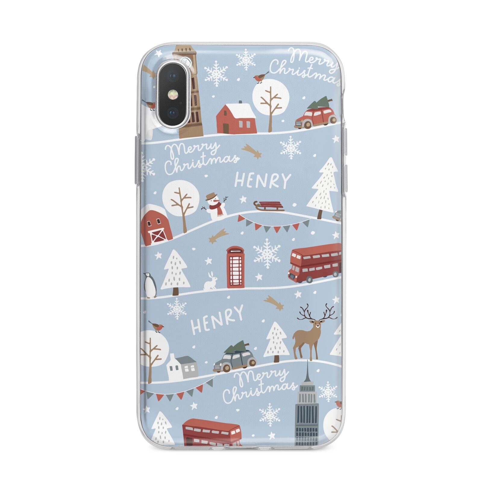 London Christmas Scene Personalised iPhone X Bumper Case on Silver iPhone Alternative Image 1