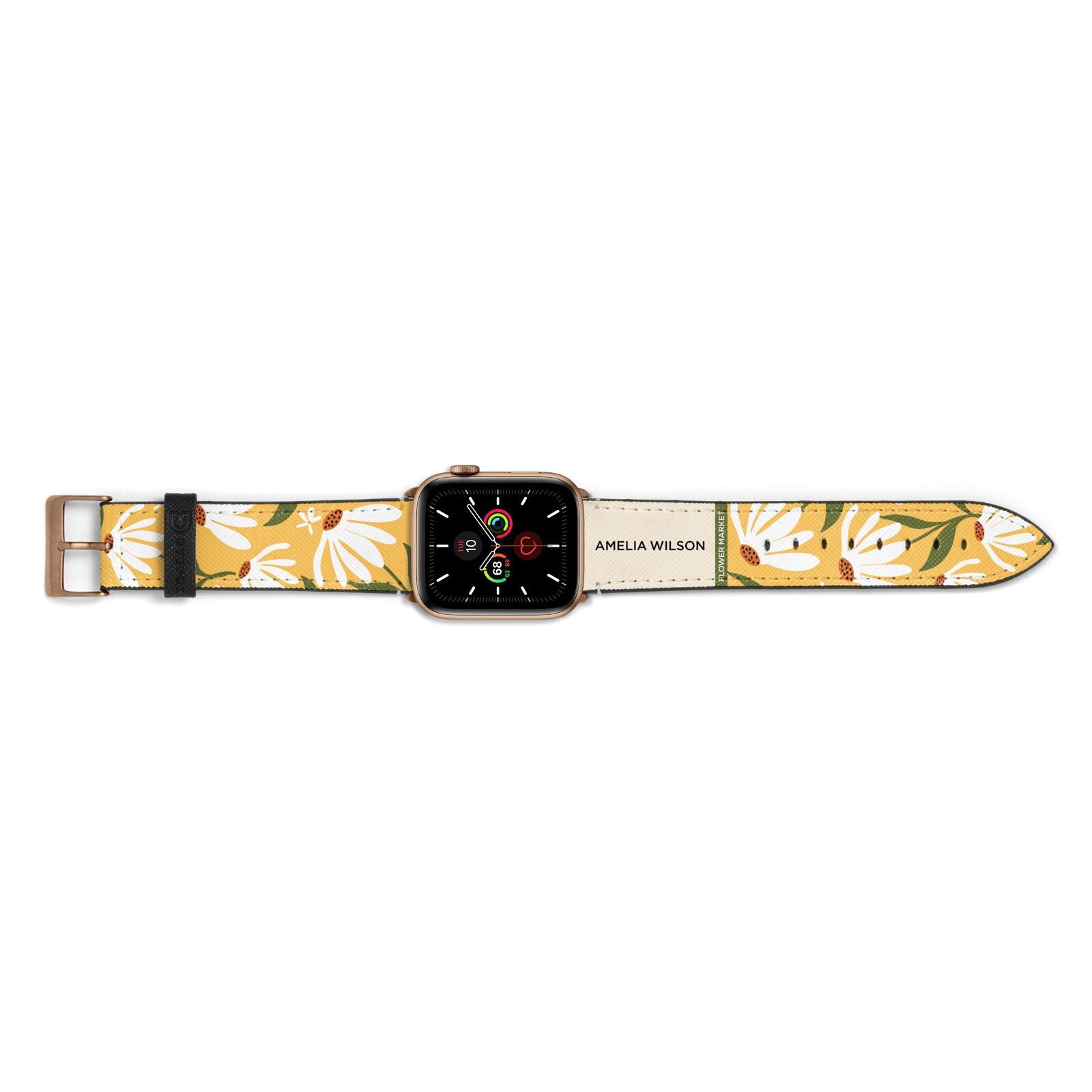 London Flower Market Apple Watch Strap Landscape Image Gold Hardware